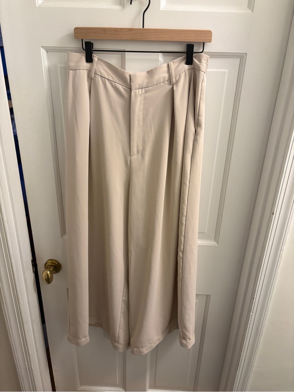 Wide-Leg Cream Trousers for Women